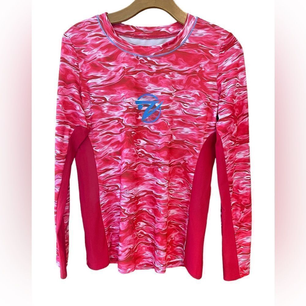 Gillz Sz M Pink Swirl Long Sleeve UV Fabric Athleisure Sporty Fishing T-Shirt